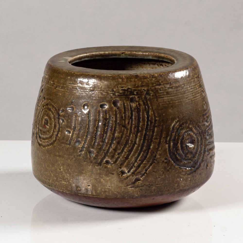 Lisa Larson for Gustavsberg, Sweden, unique stoneware vase with brown glaze L3663