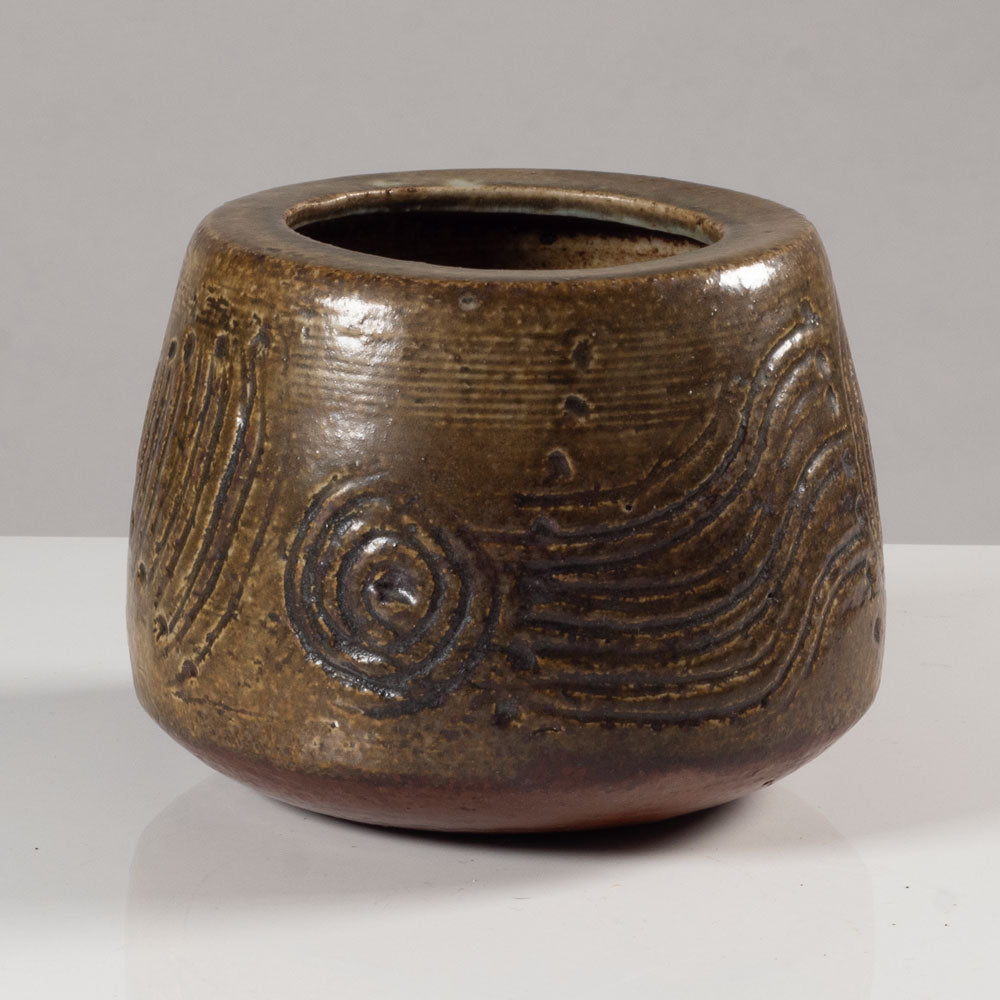 Lisa Larson for Gustavsberg, Sweden, unique stoneware vase with brown glaze L3663