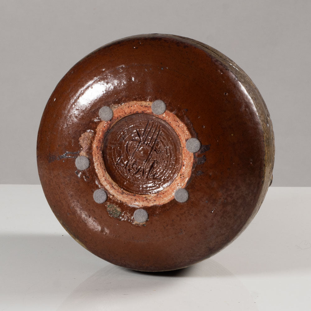 Lisa Larson for Gustavsberg, Sweden, unique stoneware vase with brown glaze L3663