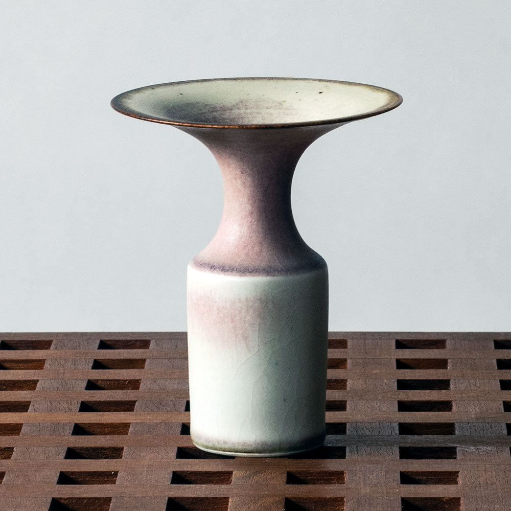 Ursula Scheid, Germany, unique stoneware vase with pink and off-white glaze H1095