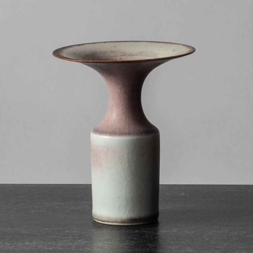 Ursula Scheid, Germany, unique stoneware vase with pink and off-white glaze H1095