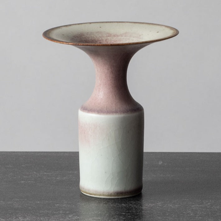 Ursula Scheid, Germany, unique stoneware vase with pink and off-white glaze H1095