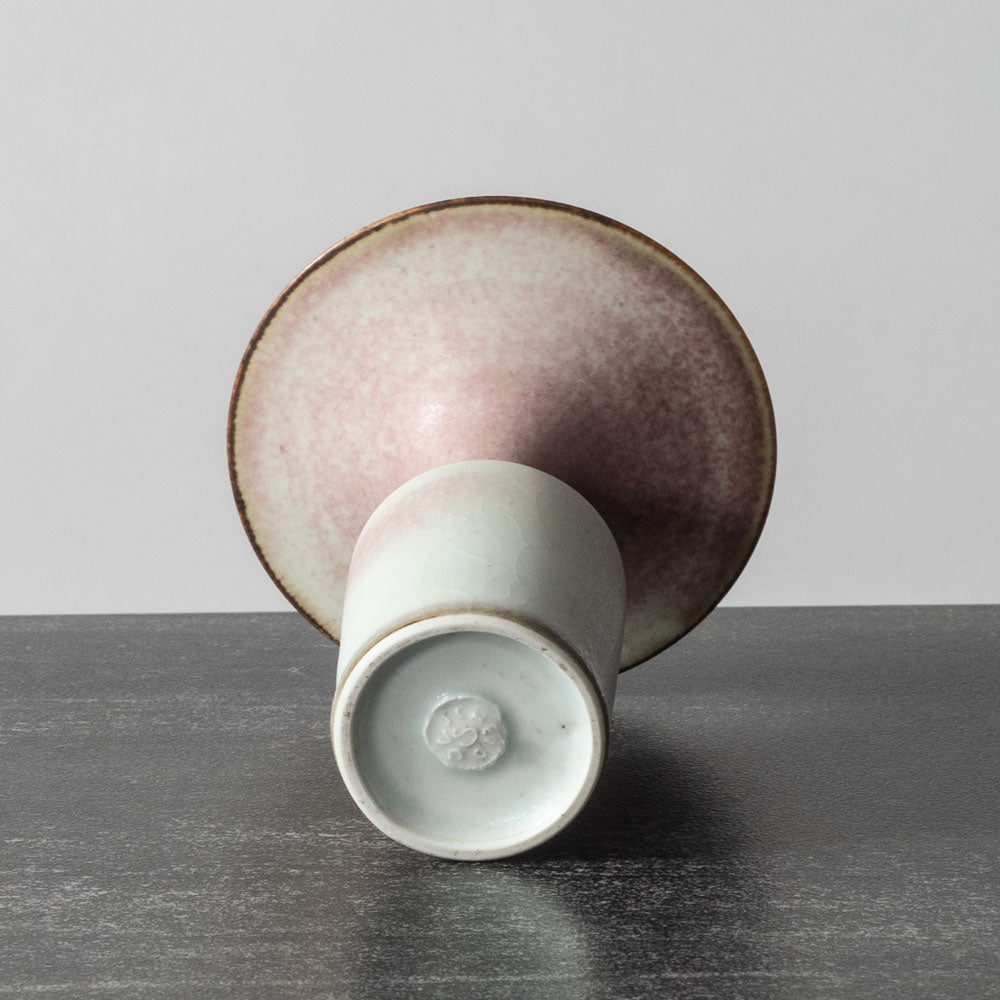 Ursula Scheid, Germany, unique stoneware vase with pink and off-white glaze H1095