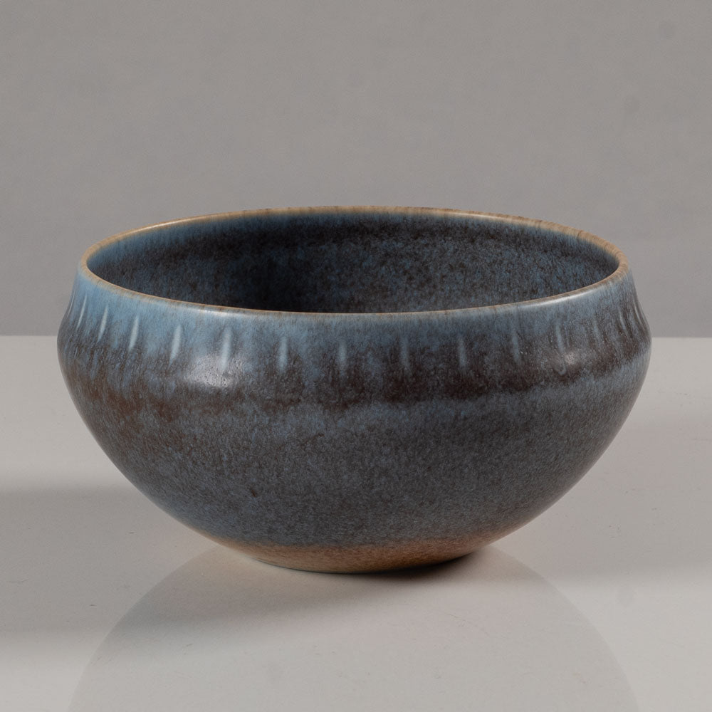 Gunnar Nylund for Rörstrand, Sweden, ceramic bowl with blue and brown glaze L3813