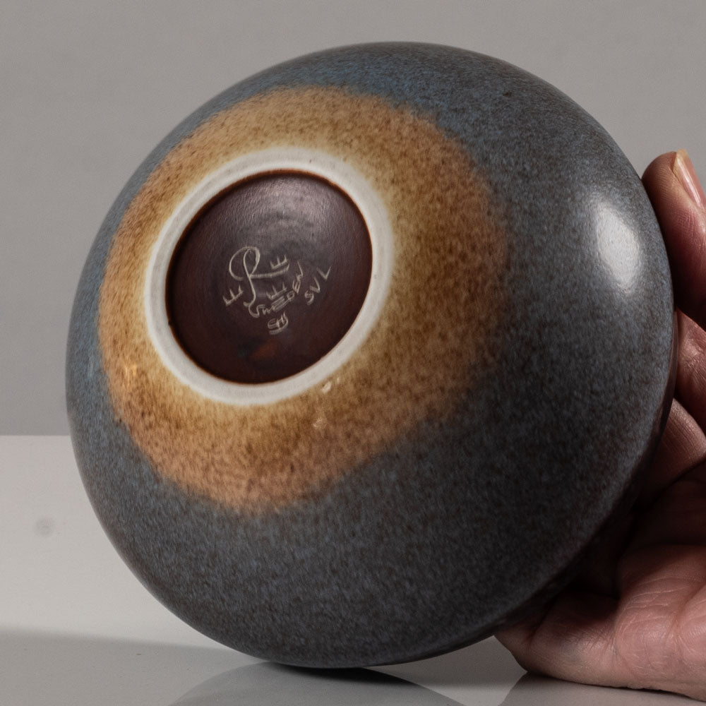 Gunnar Nylund for Rörstrand, Sweden, ceramic bowl with blue and brown glaze L3813