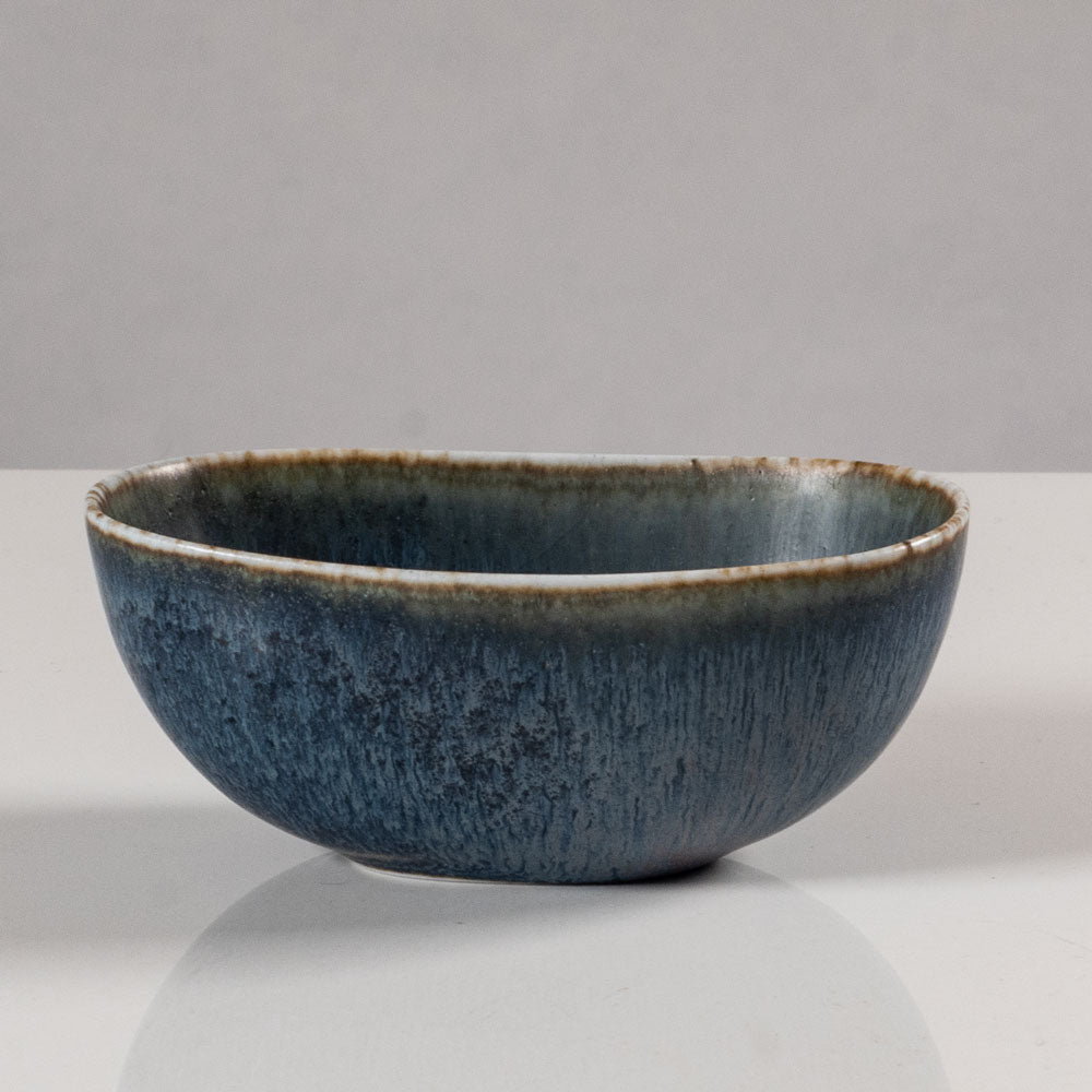 Carl Harry Stålhane for Rörstrand, Sweden, stoneware bowl with mottled blue glaze L3850