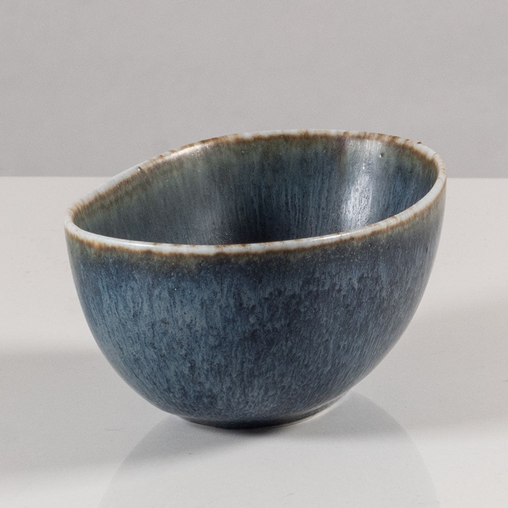 Carl Harry Stålhane for Rörstrand, Sweden, stoneware bowl with mottled blue glaze L3850