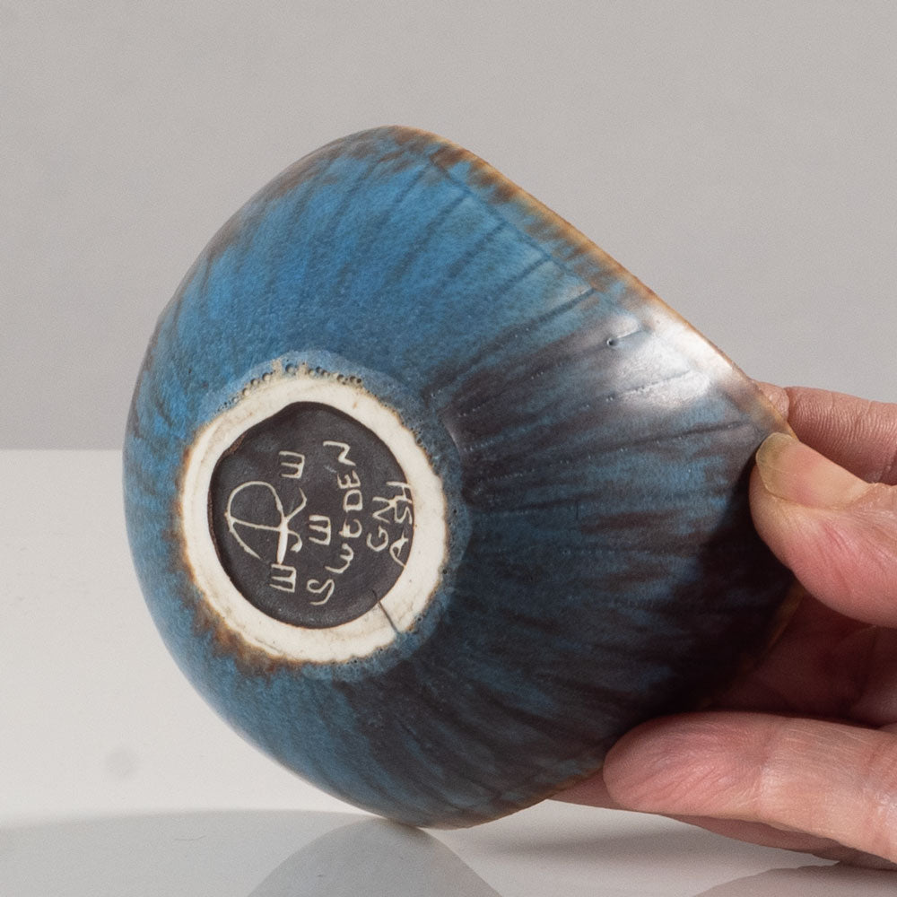 Gunnar Nylund for Rörstrand, Sweden, ceramic bowl with blue and brown glaze K2652