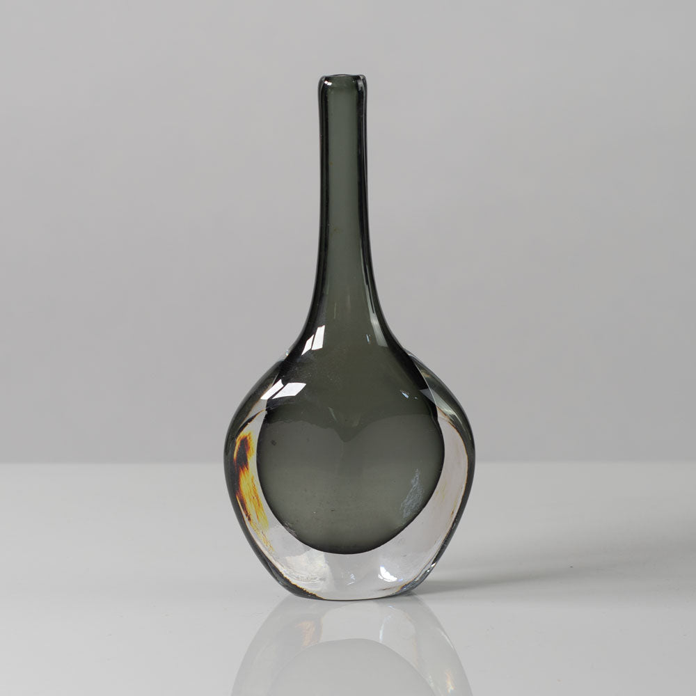 Nils Landberg for Orrefors, Sweden, Gray glass "Sommerso" vase G9066