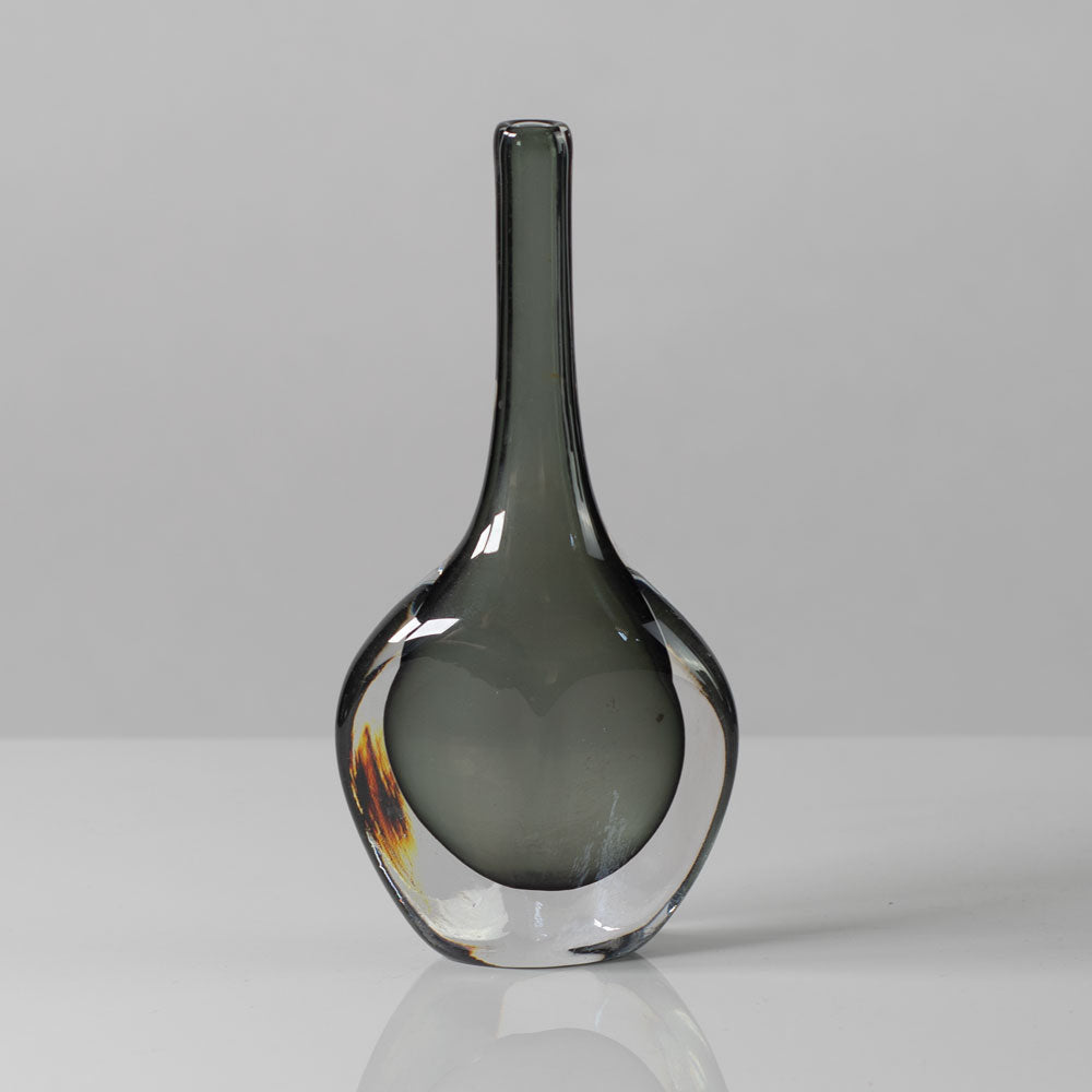 Nils Landberg for Orrefors, Sweden,  Gray glass "Sommerso" vase G9066