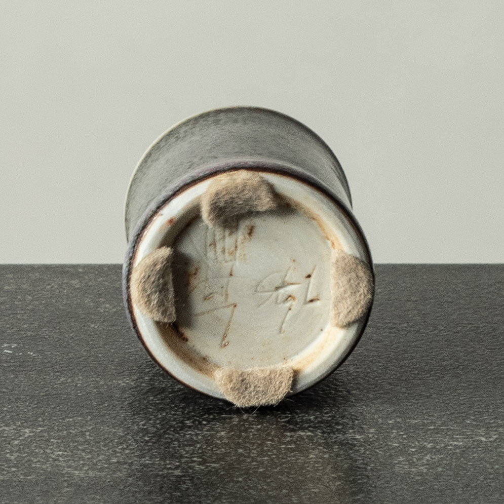 Stig Lindberg for Gustavsberg, Sweden, unique miniature vase with brown and gray glaze H1392
