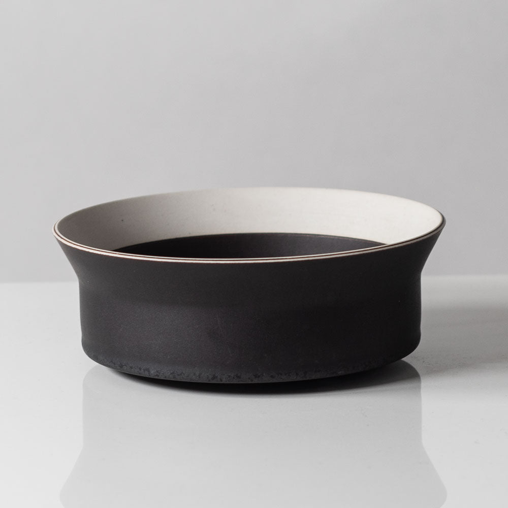 Ursula Scheid, Germany, unique stoneware bowl with black and white glaze J1390