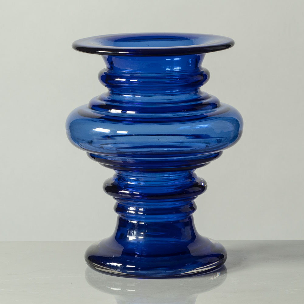Tamara Aladin for Rihimaen Lasi Oy, segmented vase in blue glass J2056
