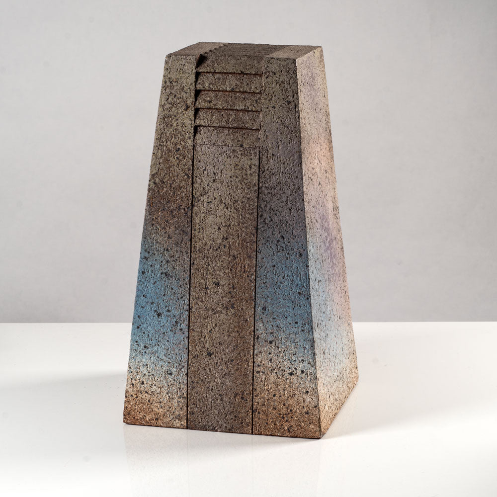 Antje Wiewinner, Germany, unique unglazed brutalist stoneware obelisk form K2802