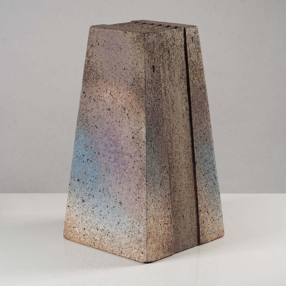 Antje Wiewinner, Germany, unique unglazed brutalist stoneware obelisk form K2802