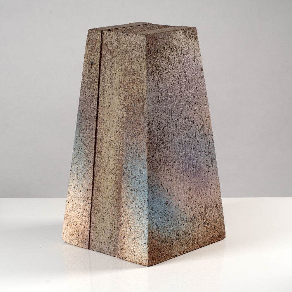 Antje Wiewinner, Germany, unique unglazed brutalist stoneware obelisk form K2802