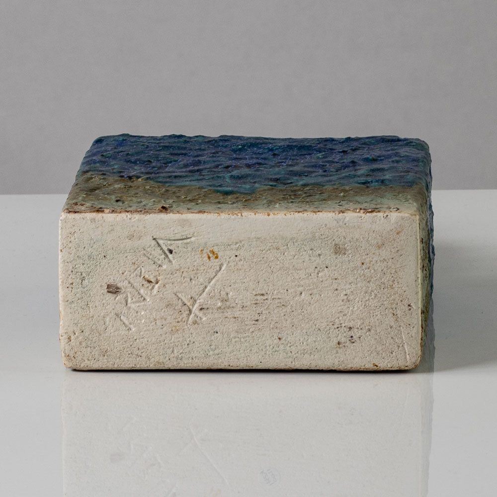 Annikki Hovisaari for Arabia, Finland, unique stoneware bottle vase with blue and green glaze K2371