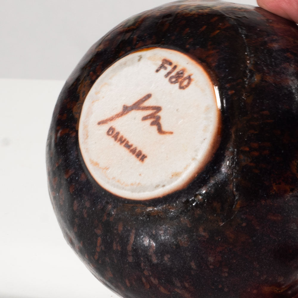 Jørgen Mogensen, Denmark, stoneware flower frog with brown glazes K2153