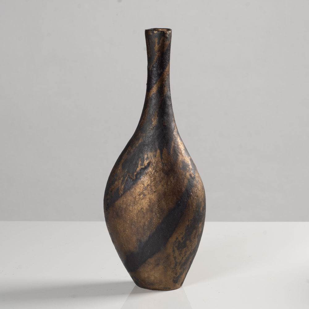 Robert Fournier, UK, flattened vase with manganese glaze K2179