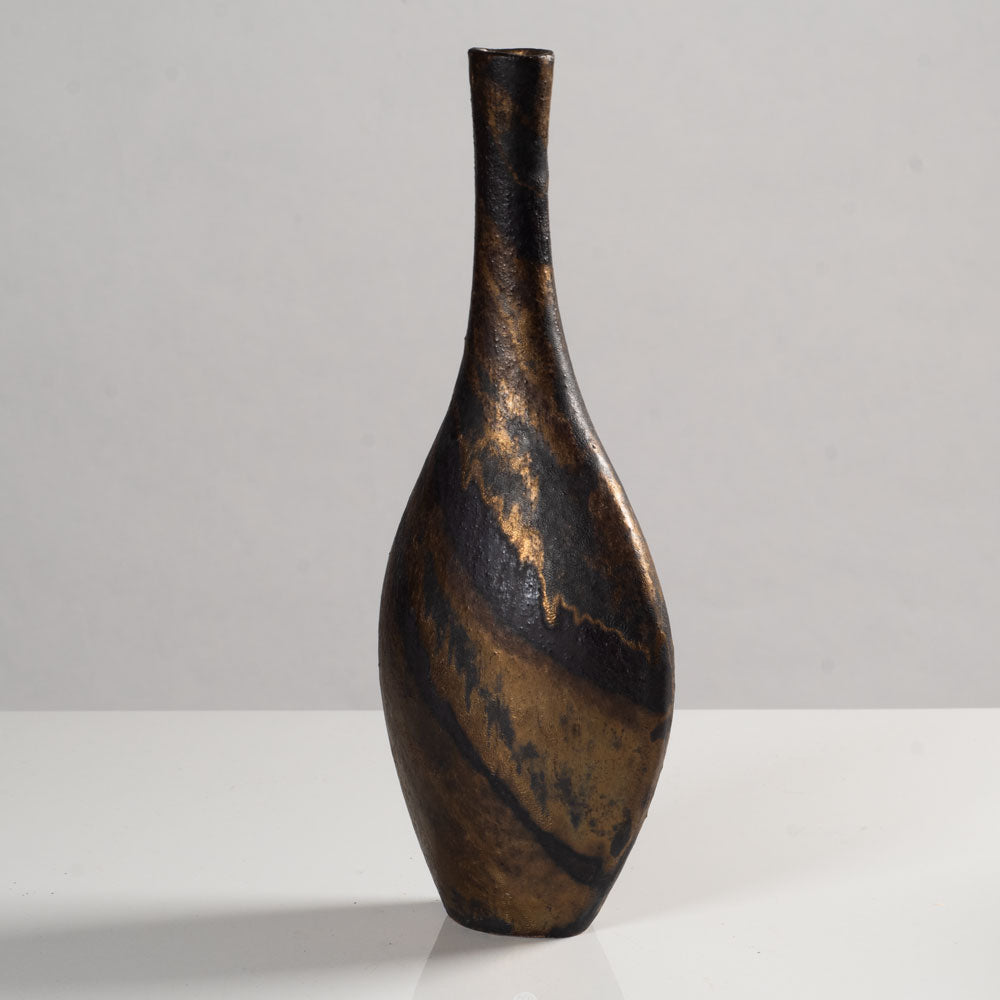 Robert Fournier, UK, flattened vase with manganese glaze K2179
