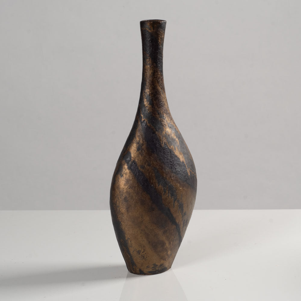 Robert Fournier, UK, flattened vase with manganese glaze K2179