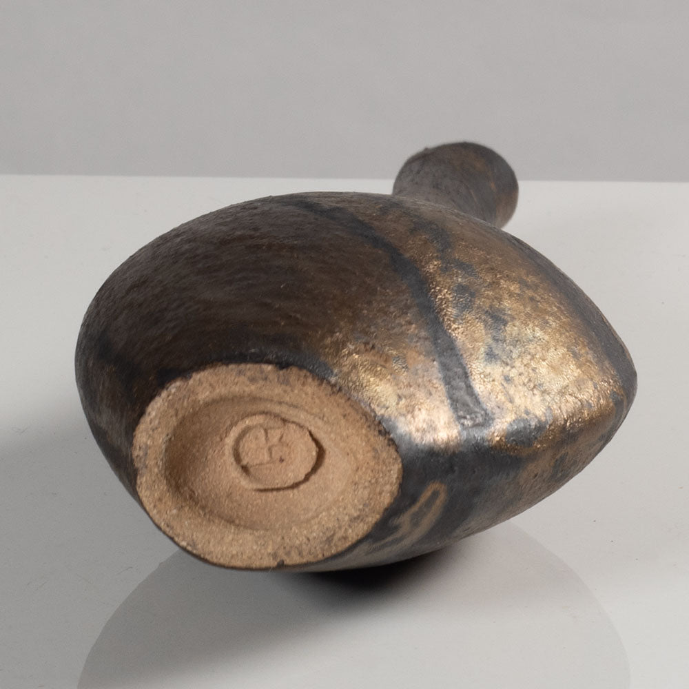 Robert Fournier, UK, flattened vase with manganese glaze K2179