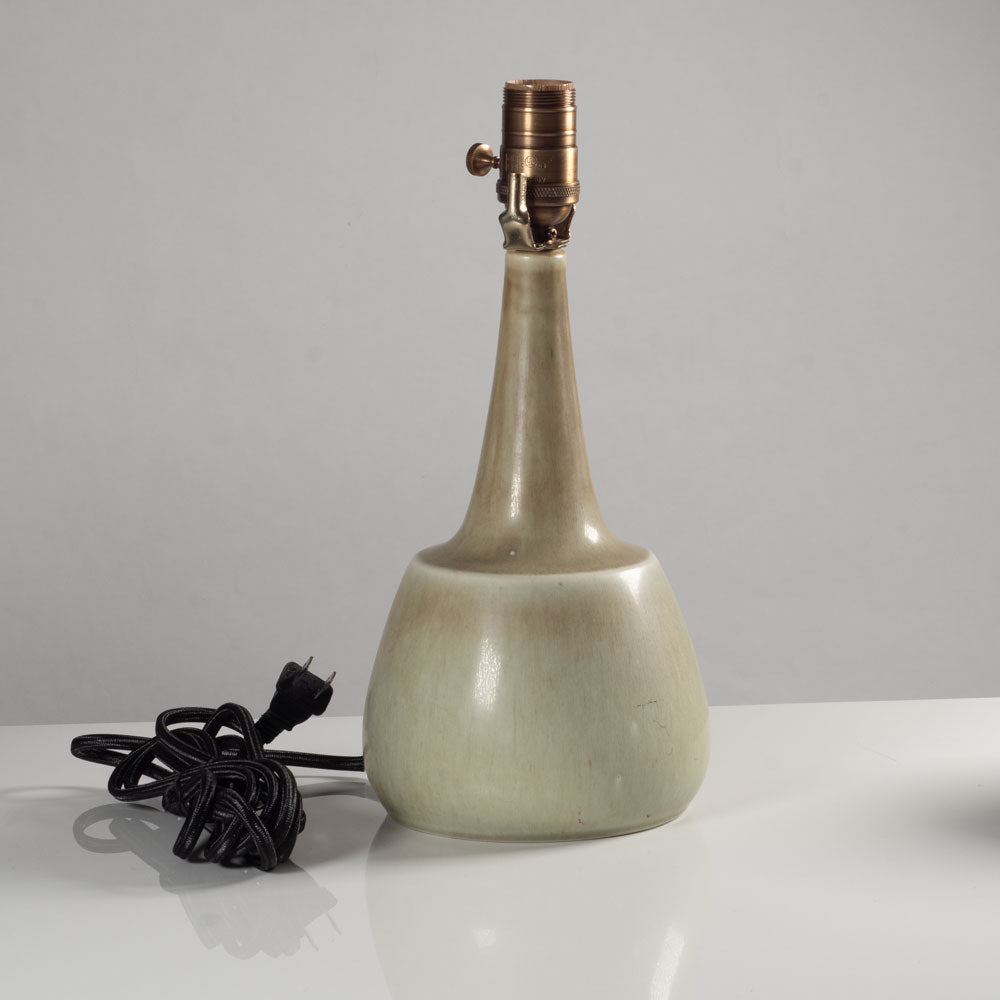 Palshus, Denmark, stoneware lamp with pale olive glaze L3875