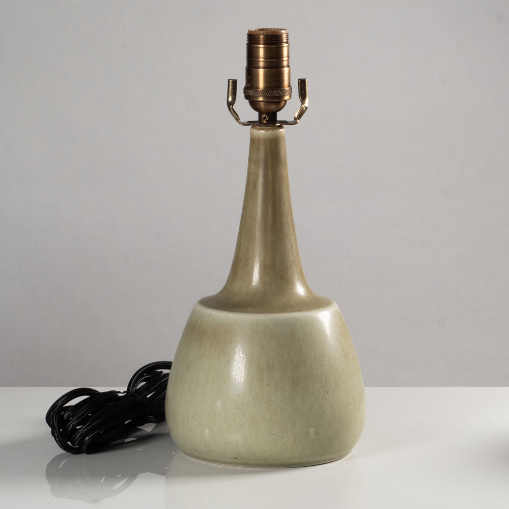 Palshus, Denmark, stoneware lamp with pale olive glaze L3875