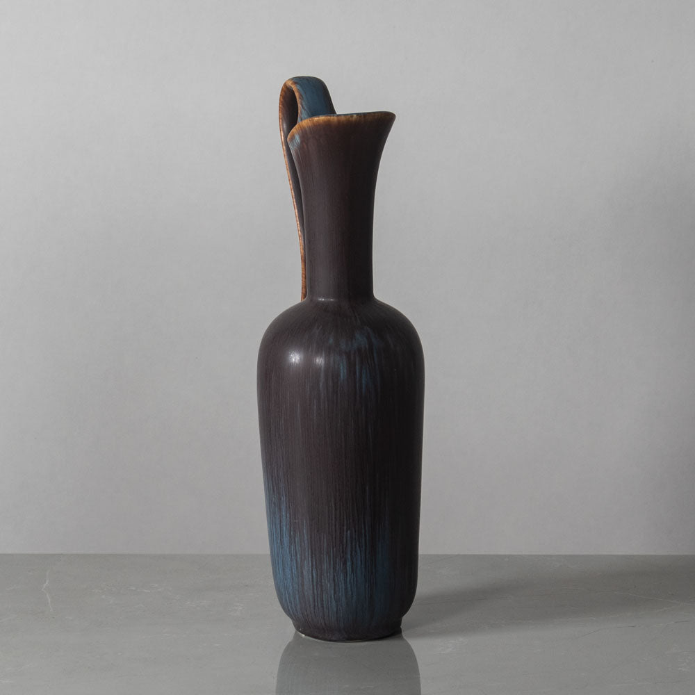 Gunnar Nylund for Rörstrand, Sweden, tall stoneware pitcher with blue and purple glaze K2038
