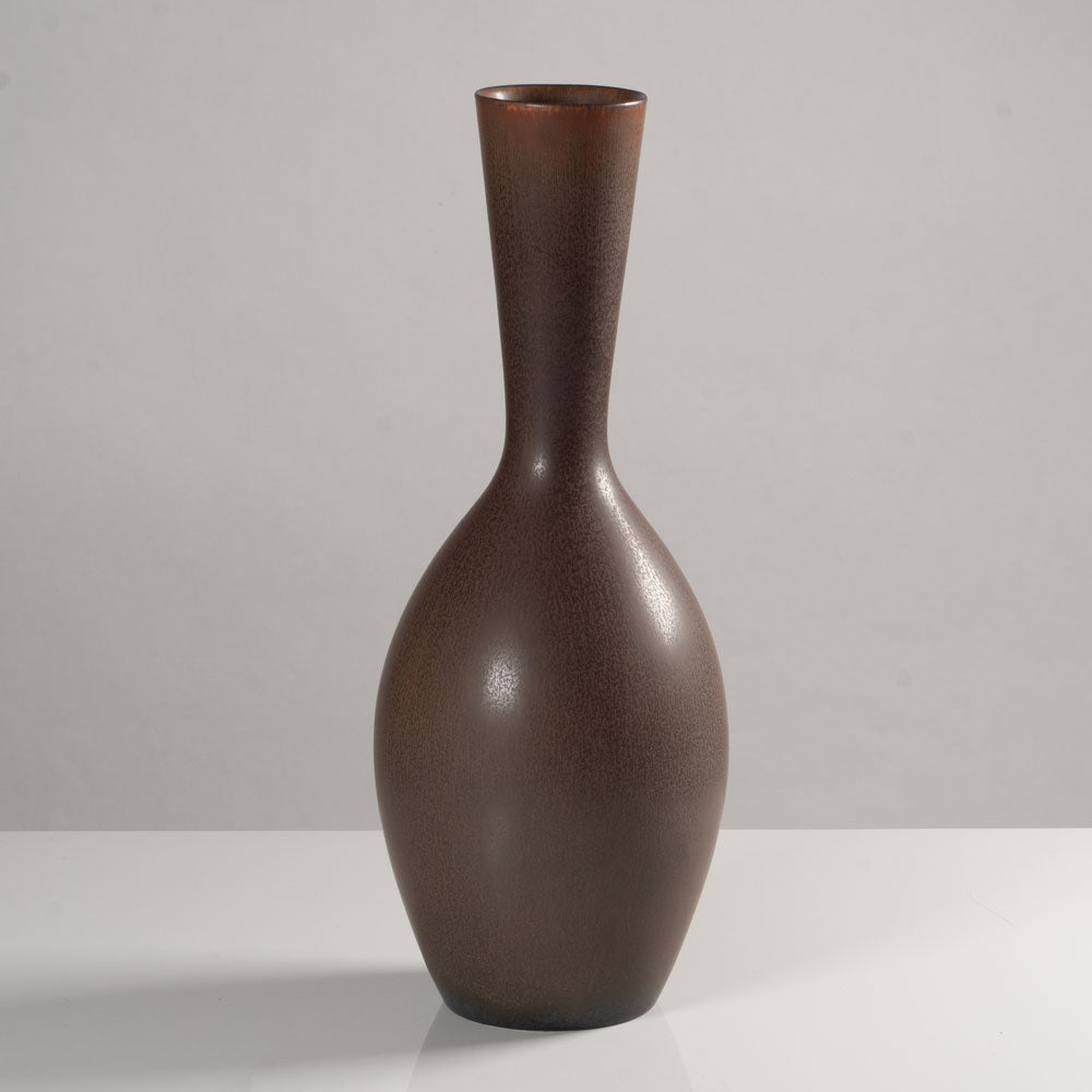 Carl Harry Stalhane for Rorstrand, Sweden, large stoneware vase with brown haresfur glaze L3588