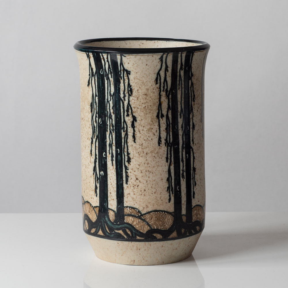 Josef Ekberg for Gustavsberg, Sweden, unique painted art nouveau stoneware vase K2429