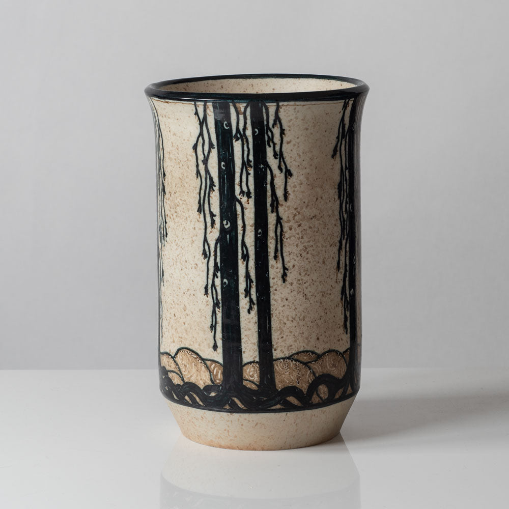 Josef Ekberg for Gustavsberg, Sweden, unique painted art nouveau stoneware vase K2429