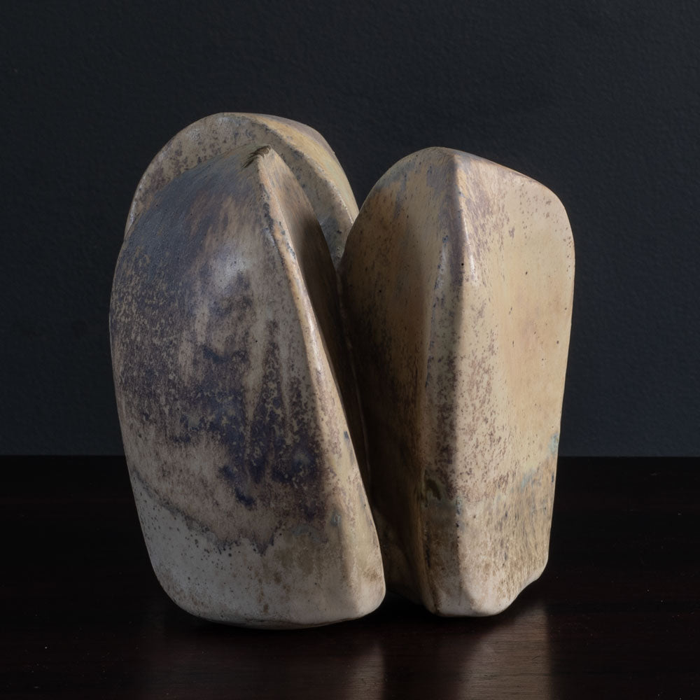 Otto Meier, Germany, stoneware sculpture with matte beige and brown glaze L3742