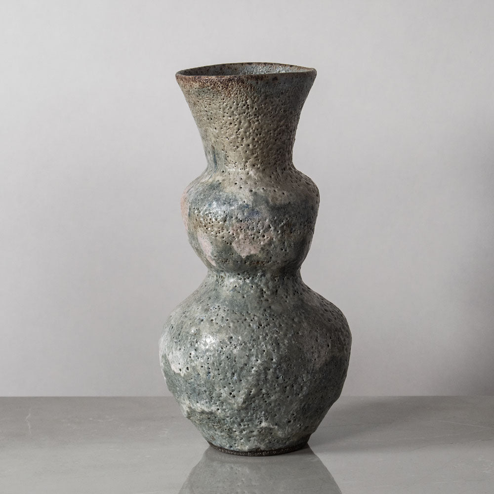Lucie Rie vase with pale gray volcanic glaze J1760