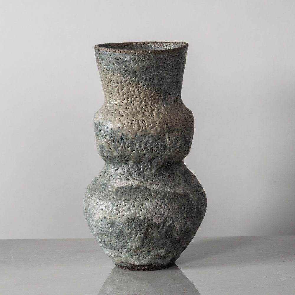 Lucie Rie vase with pale gray volcanic glaze J1760