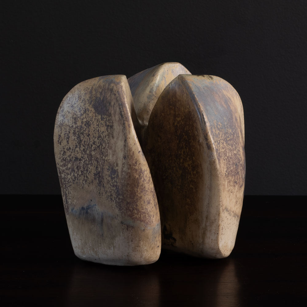 Otto Meier, Germany, stoneware sculpture with matte beige and brown glaze L3742
