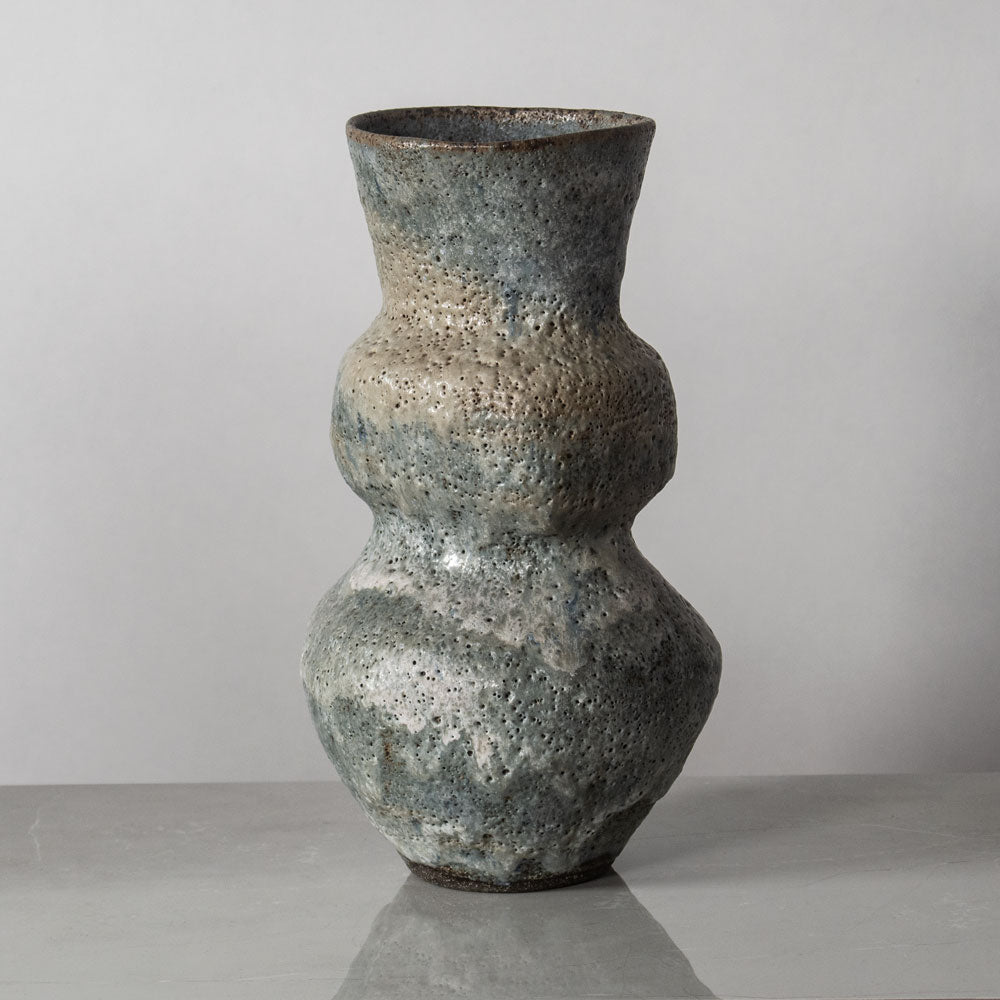 Lucie Rie vase with pale gray volcanic glaze J1760