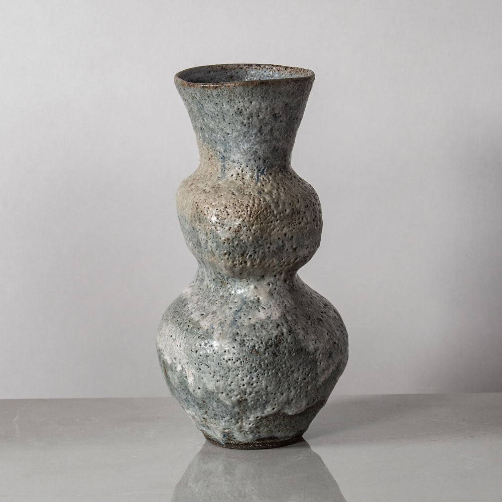 Lucie Rie vase with pale gray volcanic glaze J1760