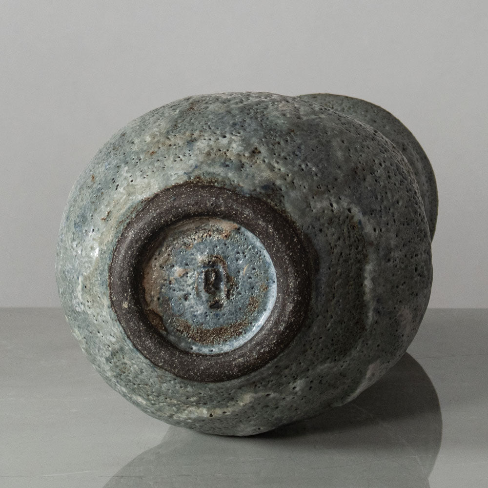 Lucie Rie vase with pale gray volcanic glaze J1760