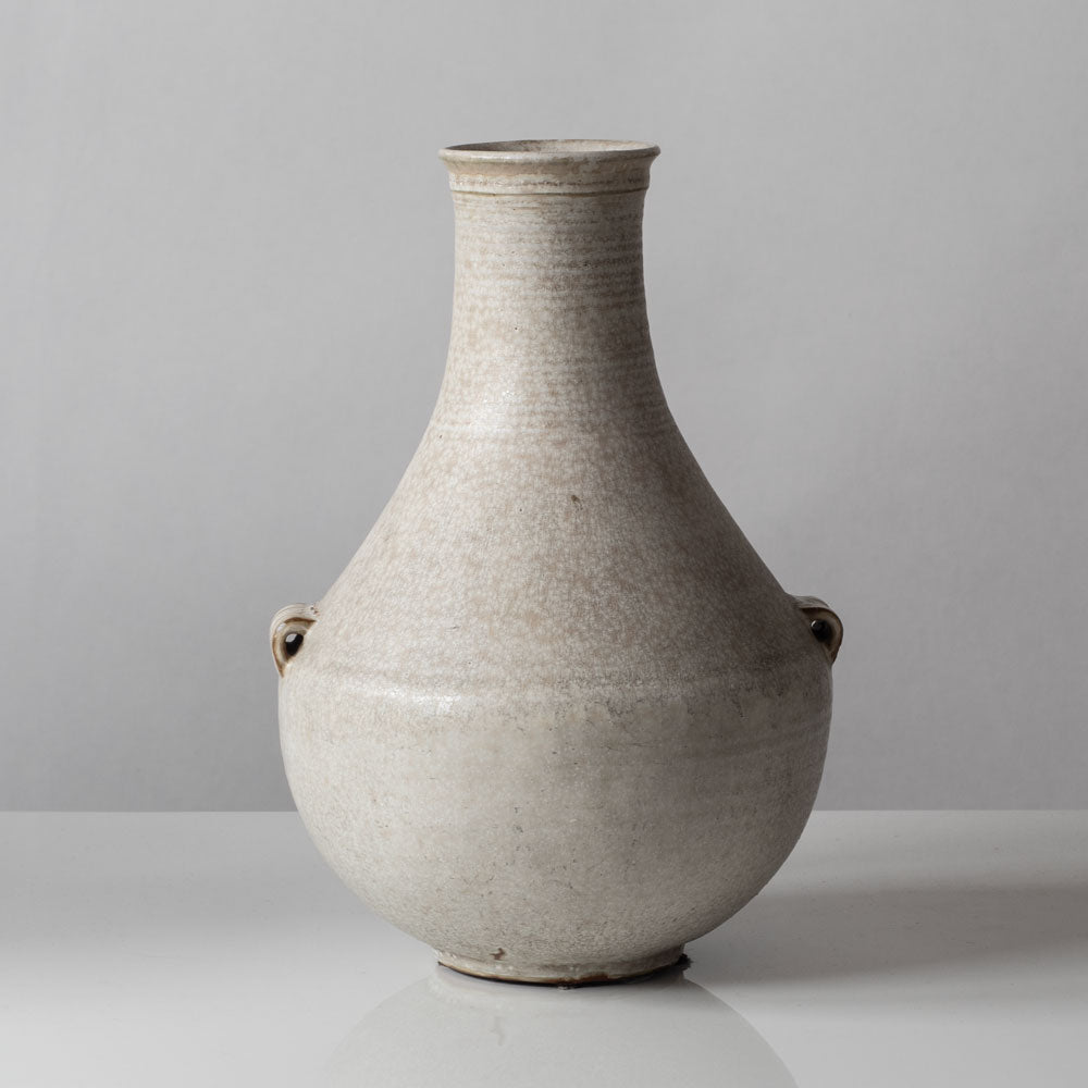 Carl Halier for Royal Copenhagen, Denmark, large unique stoneware lidded urn with cream and white crystalline glaze K2199