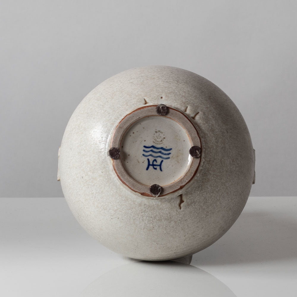 Carl Halier for Royal Copenhagen, Denmark, large unique stoneware lidded urn with cream and white crystalline glaze K2199