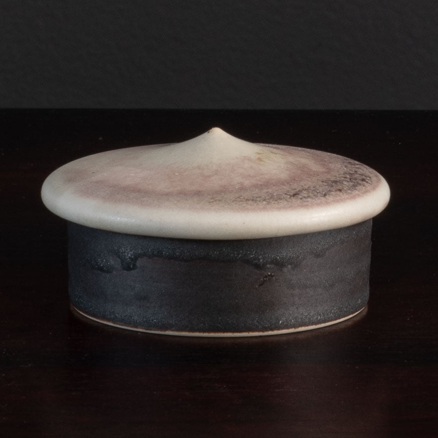 Ursula Scheid, Germany, unique stoneware jar with black, white and pink glaze K2868