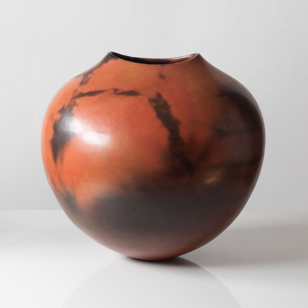Gabrielle Koch, UK, large unique raku-fired earthenware vase H1447
