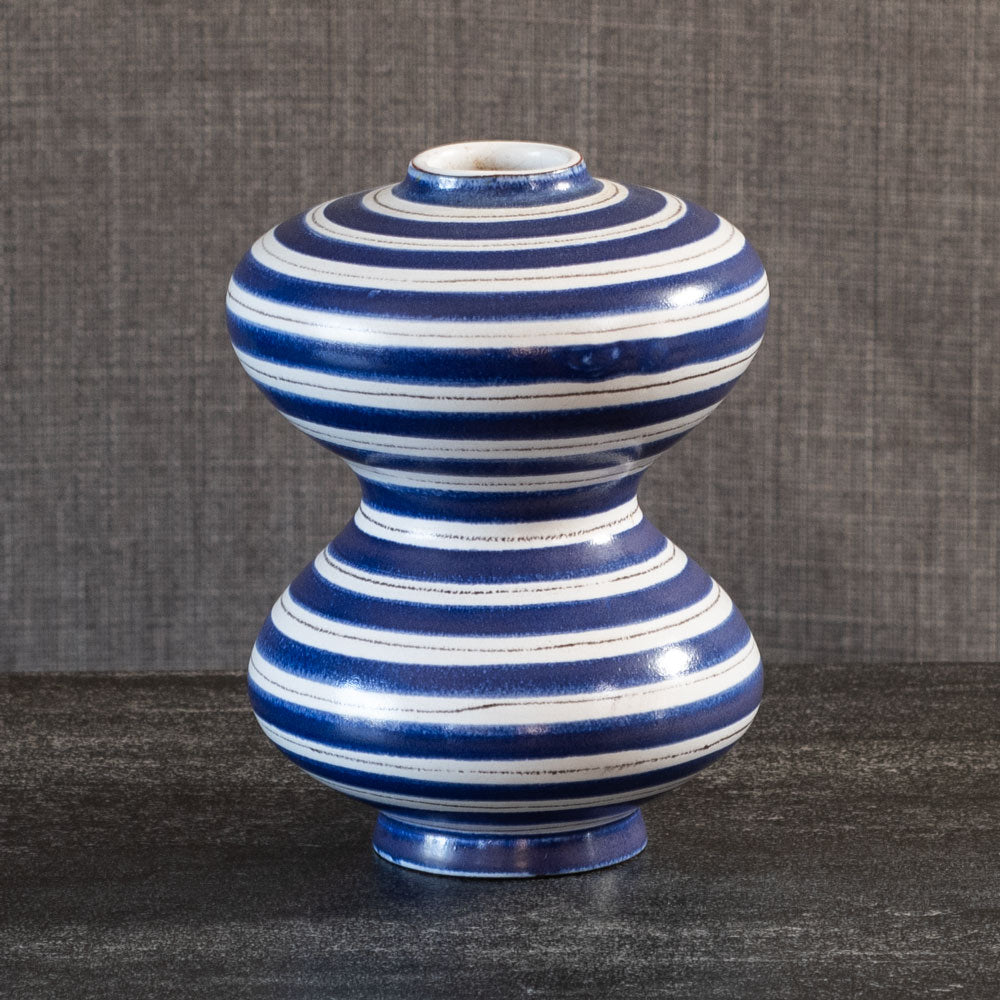 Stig Lindberg for Gustavsberg, Sweden, faiance vase with blue and white decoration L3433
