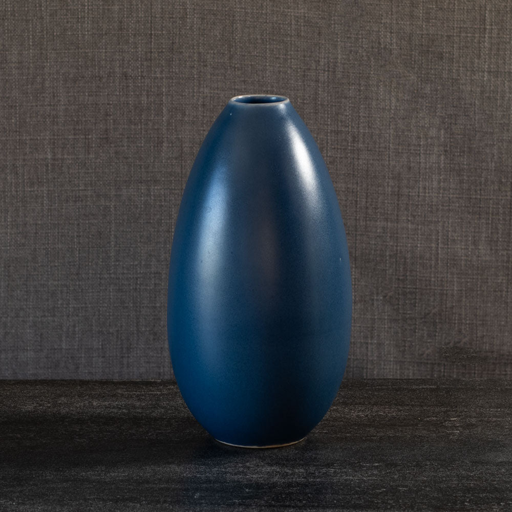 Bo Fajans, stoneware vase with matte blue glaze L3959
