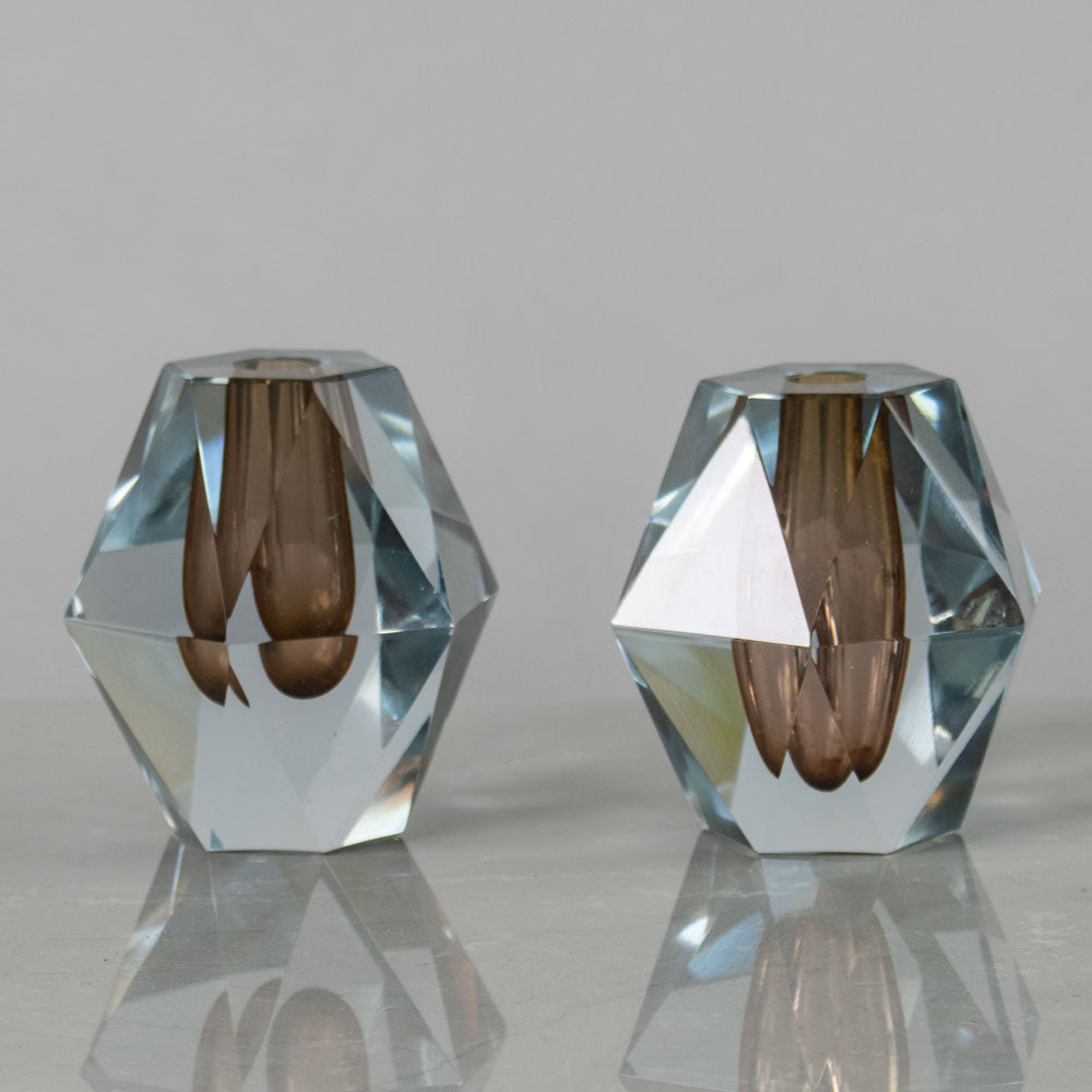 Strombergshyttan pair of faceted vases J1684 and J1685