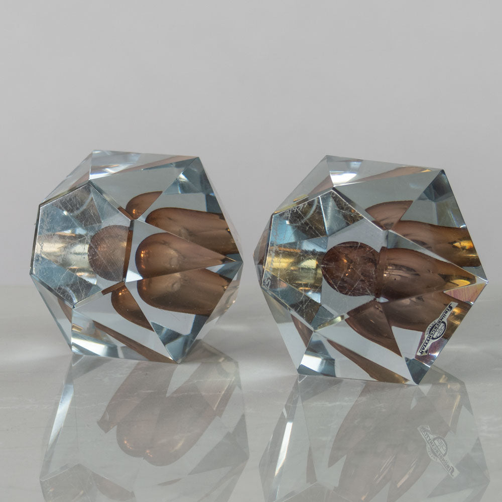 Strombergshyttan pair of faceted vases J1684 and J1685