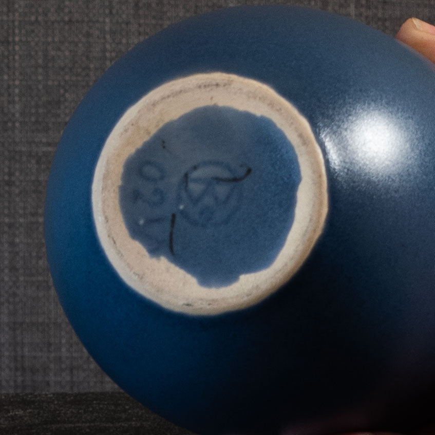 Bo Fajans, stoneware vase with matte blue glaze L3959