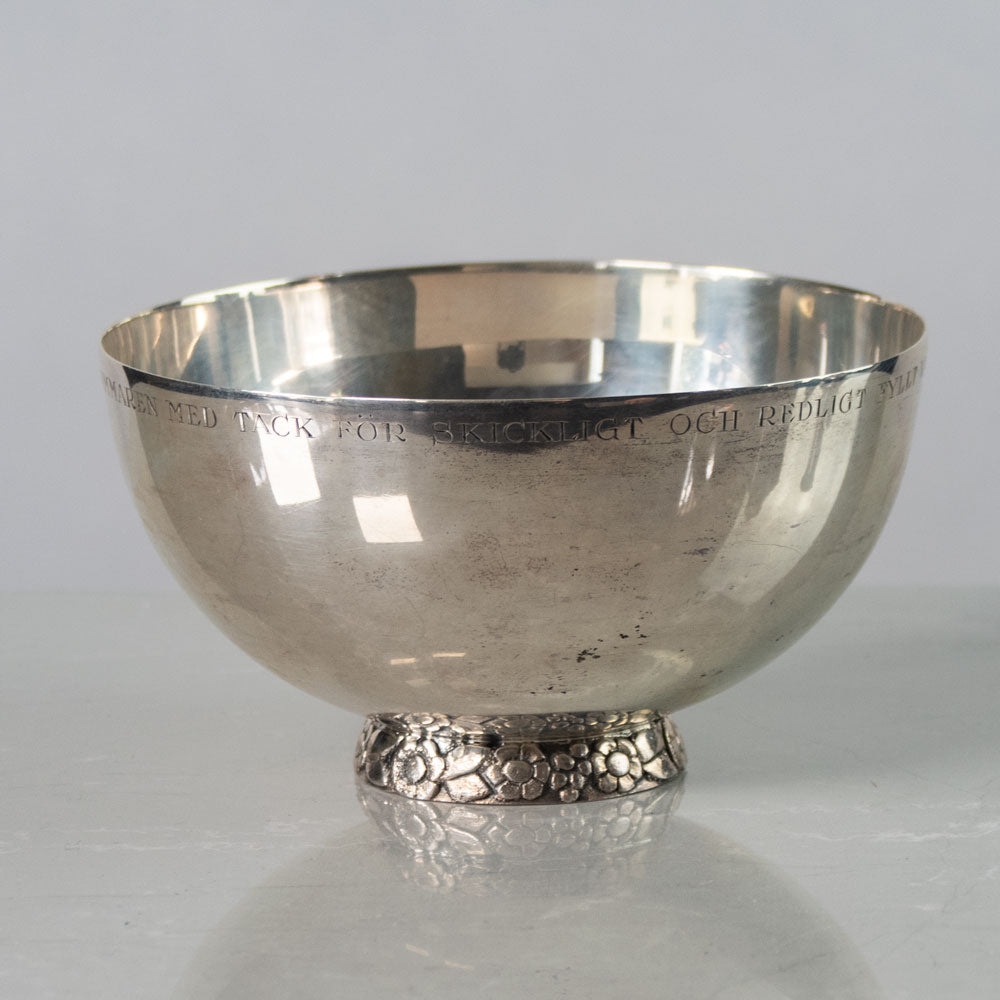 Karl Anderson, Sweden, silver bowl with inscription and decorated foot K2059