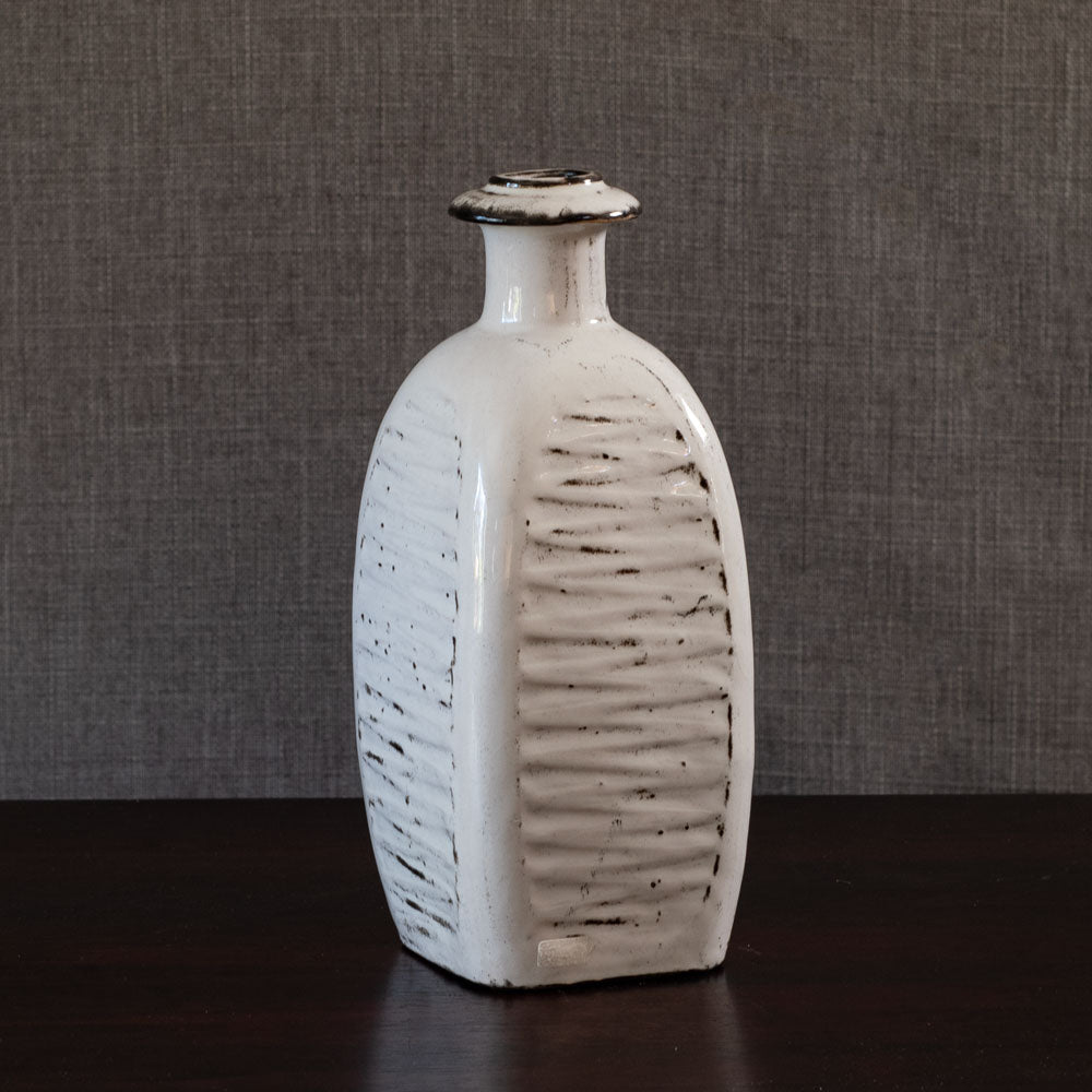 Nils Kahler for Kähler Keramik, Denmark, earthenware bottle vase with black and white glaze L3511